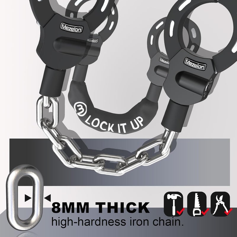 Mezelon Electric Scooter Lock, 8mm Chain Lock Bike Locks Heavy Duty Anti Theft with 3 Keys for E-Bike/Electric Scooters - Image 4